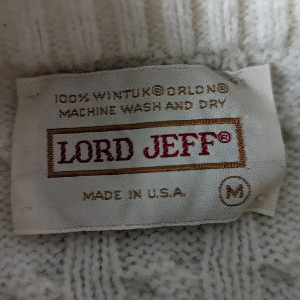 Vintage 70's Lord Jeff Cable Knit Turtleneck Sweater - M